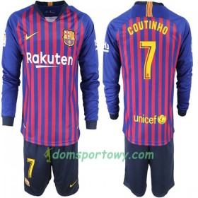 Koszulka FC Barcelona Coutinho 7 Dziecięcy Domowe Koszulki Piłkarskie 2018-2019 Długi Rękaw